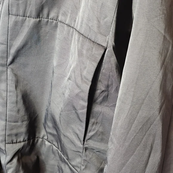 Eileen Fisher Button-Up Jacket Womens Size L Black Satin Fleece-Lined Collarless - Picture 5 of 9